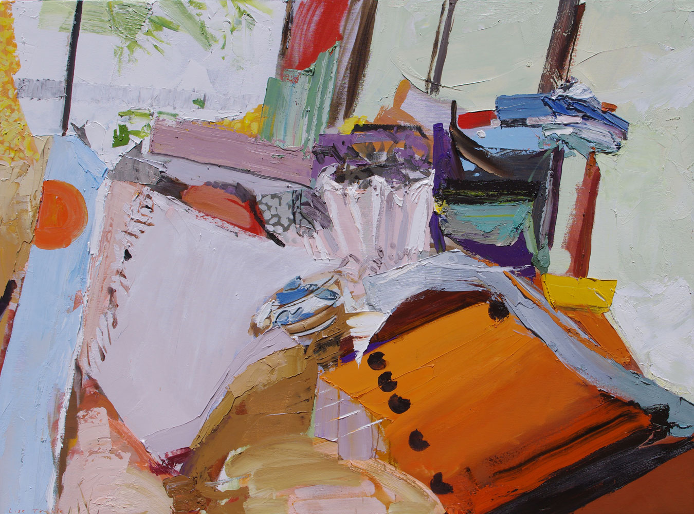 Abstract interior oil painting by Lise Temple, Australian artist