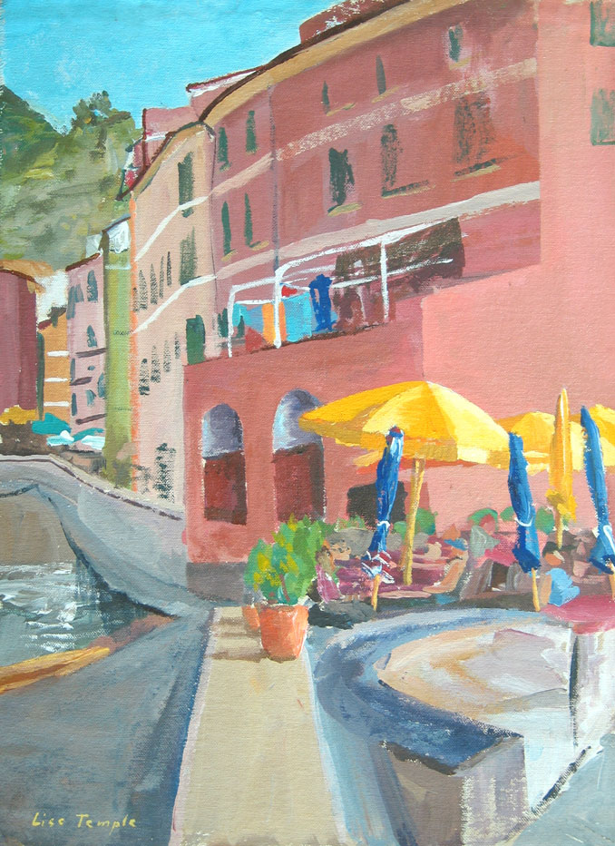 Landscape painting of Cinque Terre, Italy by Lise Temple