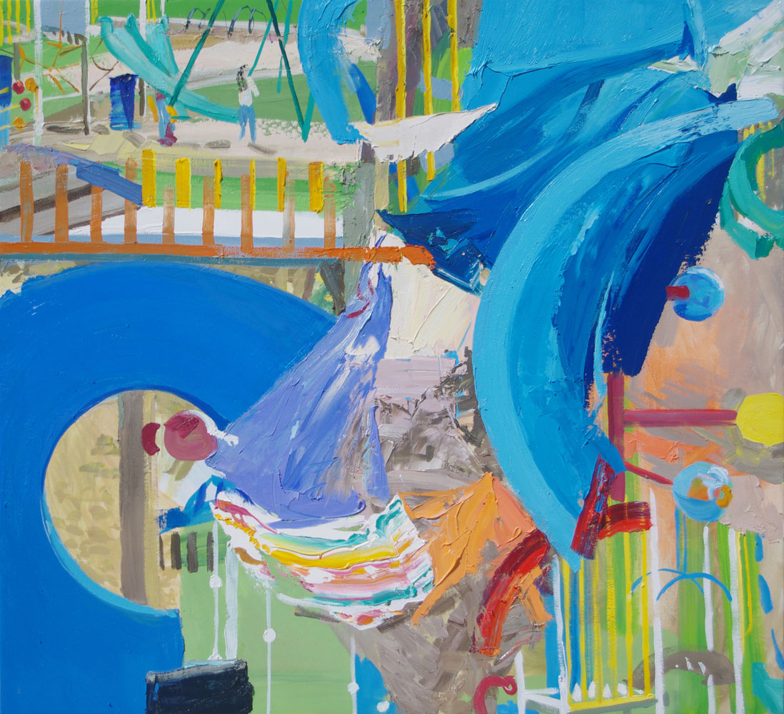 Semi Abstract painting of playground by Lise Temple