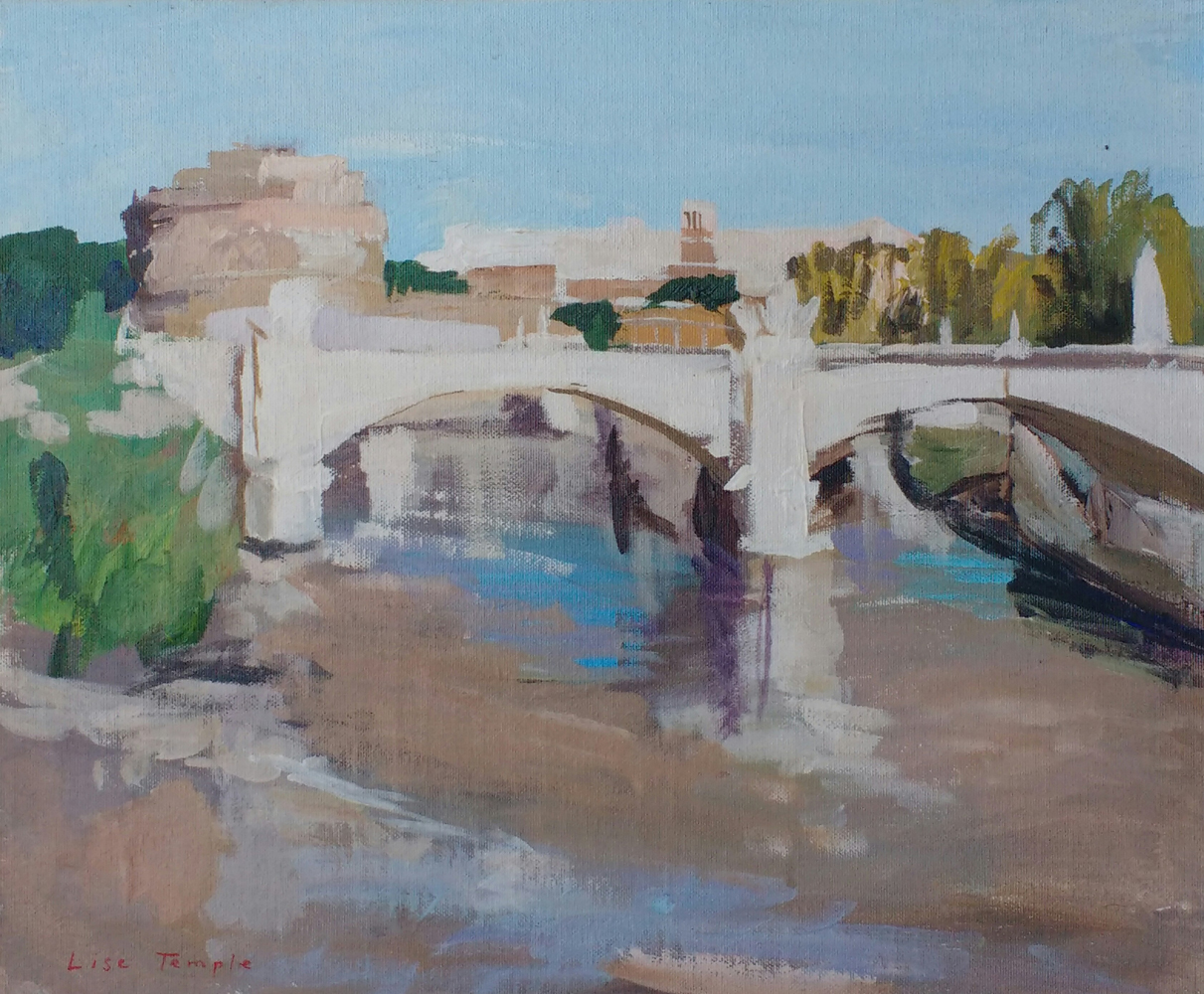 Painting of Roman bridge over the Tiber